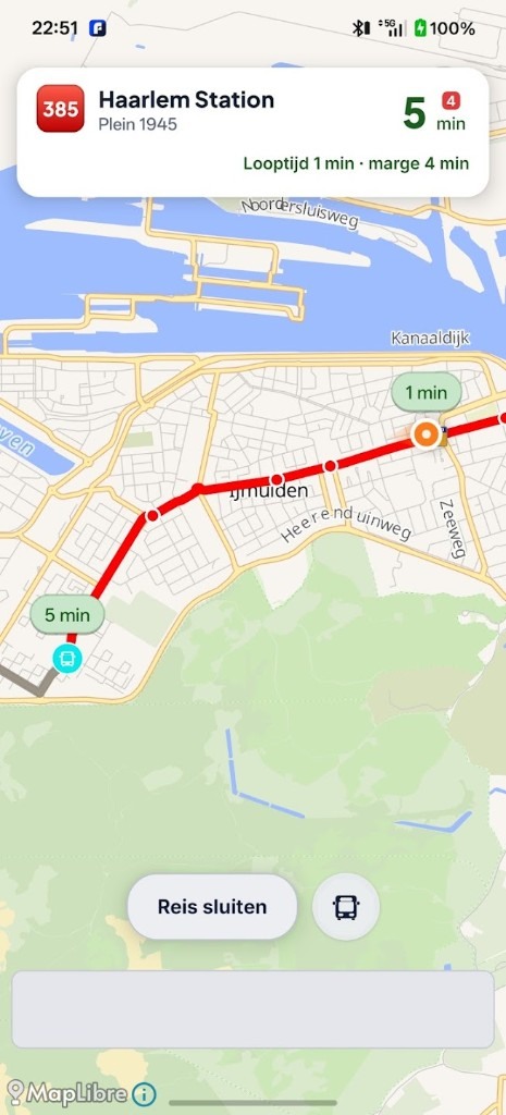 Meet & Catch: wandelroute en de positie van de rit op één kaart