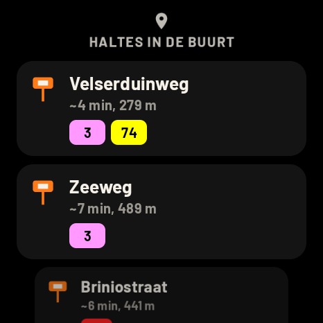 Haltes in de buurt op Wear OS, met de snelste wandelroute