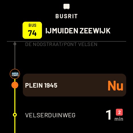Live ritweergave op Wear OS, met actuele halte en vertraging